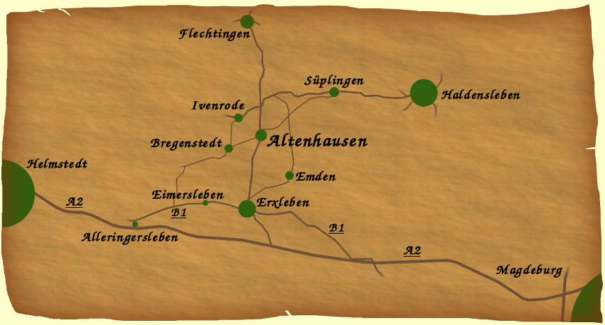 Eine Karte der Umgebung von Altenhausen